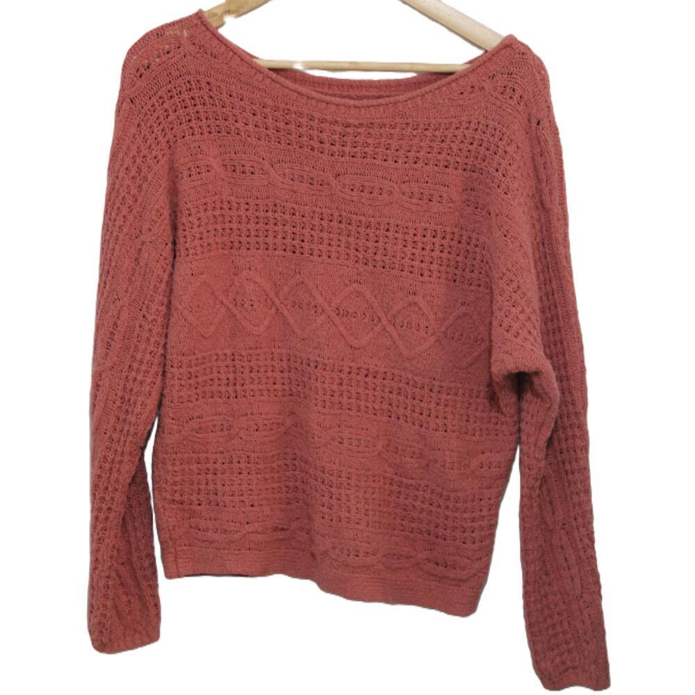 Womens Abercrombie & Fitch Red Knitted Long Sleeve Scoop Neck Sweater Size Small